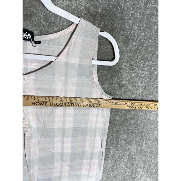Krazy Kat Plaid‎ Sleeveless Cropped Popover Tank Top Womens Size Small Y2K Pink - Picture 6 of 7